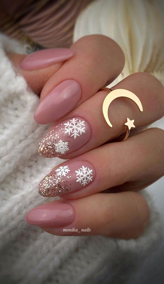 Pretty Festive Nail Colours & Designs 2020 : Pink Winter Nails