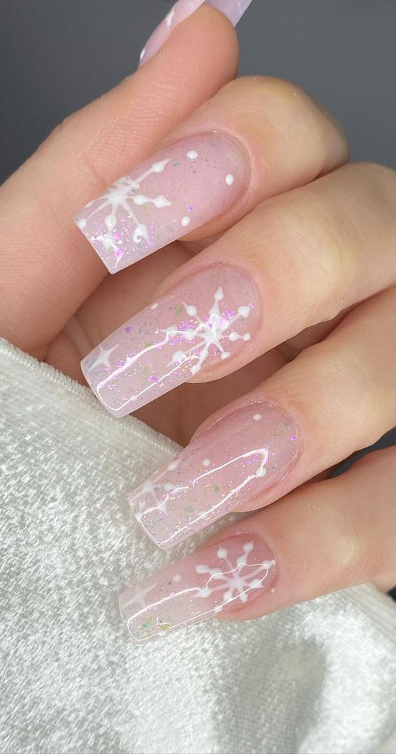 Pretty Festive Nail Colours & Designs 2020 : Subtle Glitter Pink Nails