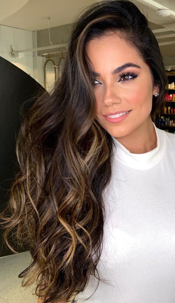 Gorgeous Hair Colour Trends For 2021 : Glam Illuminated Brunette