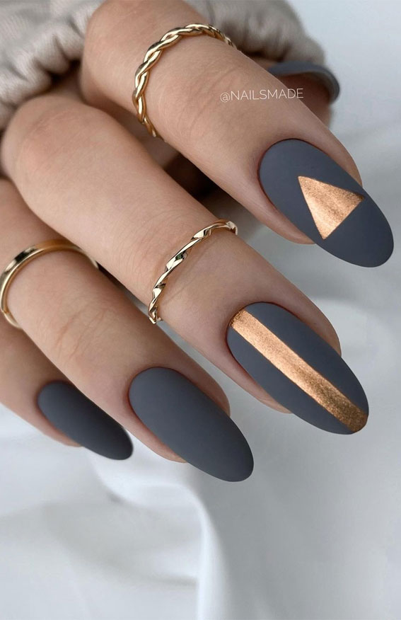 Stylish Nail Art Designs That Pretty From Every Angle : Matte blue grey nails