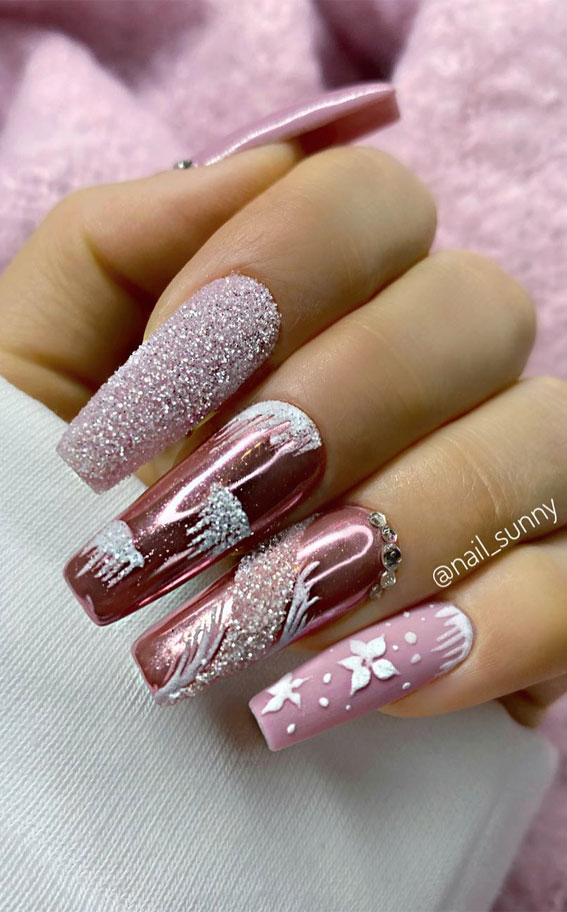 Pretty Festive Nail Colours And Designs 2020 Pink Holiday Nails