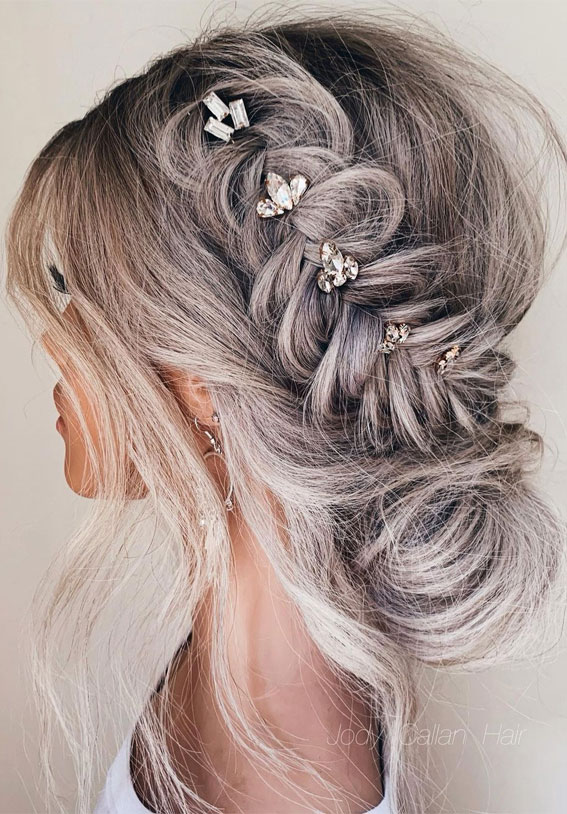 54 Cute Updo Hairstyles That Are Trendy for 2021 : Low buns + braids