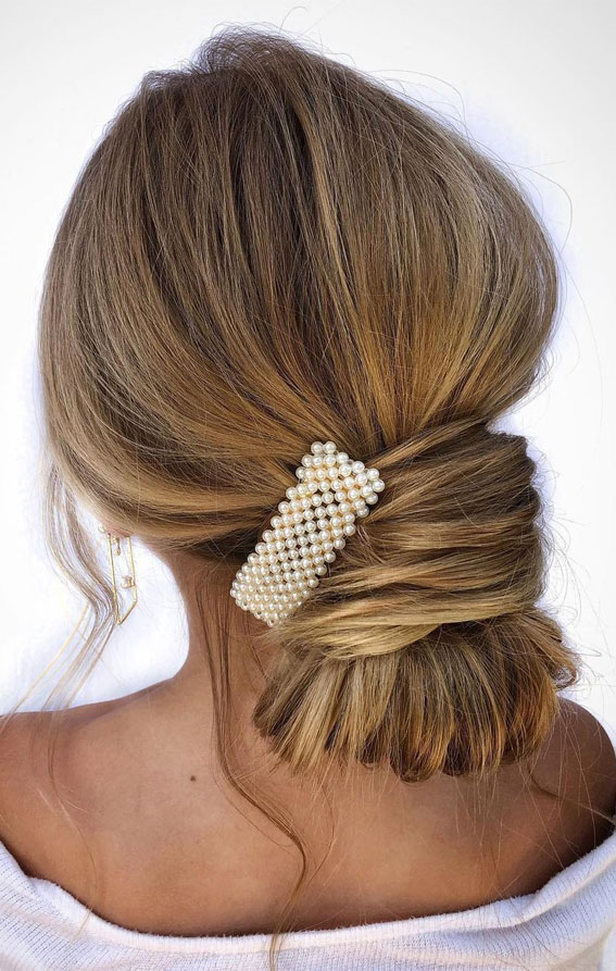 54 Cute Updo Hairstyles That Are Trendy for 2021 : Simple low buns 