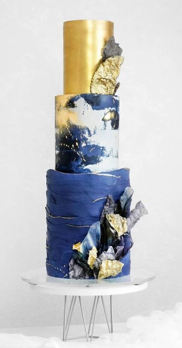 41 Best Wedding Cake Styles For Your Big Day : Dark blue and gold ...