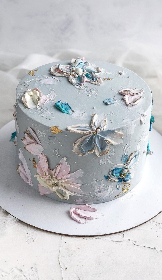 54 Jaw-Droppingly Beautiful Birthday Cake : Cool tone color combo