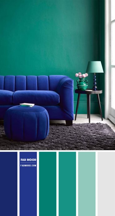 Cobalt Blue and Jade Green Color Scheme for Living Room | Fab Mood
