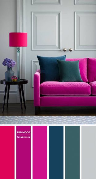 Grey and Magenta Living Room { Grey with pops of Magenta } Fab Mood