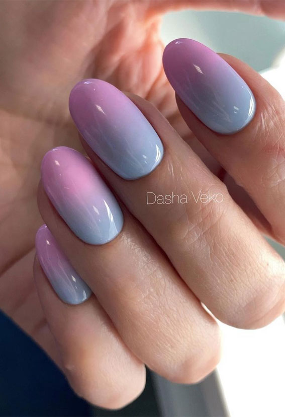 Creative & Pretty Nail Trends 2021 : Ombre Blue & Pink Nails
