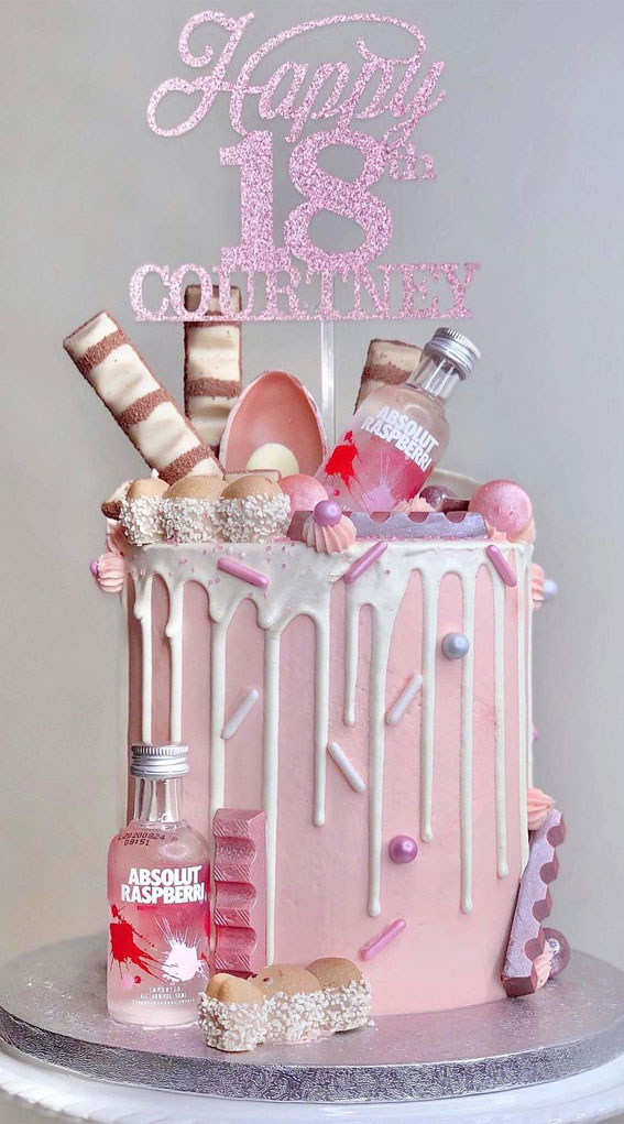 Pretty Cake Ideas For Every Celebration : Pink Birthday Cake for 18th Birthday