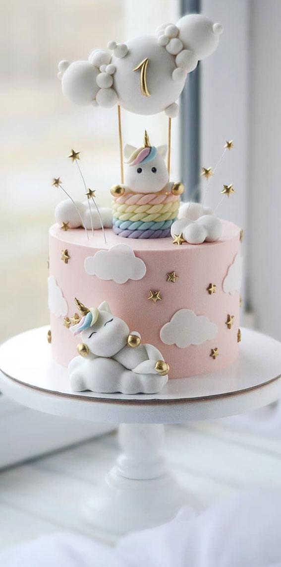 Pretty Cake Ideas For Every Celebration : Pink birthday cake with unicorn