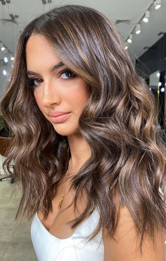 55+ Spring Hair Color Ideas & Styles for 2021 : Brunette with highlights