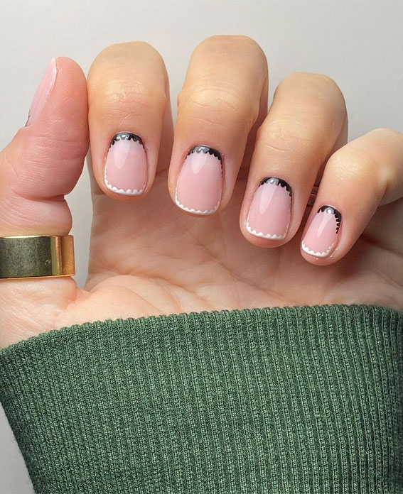40+ Stylish Ways to Rock Spring Nails : Scalloped French Tip Nails