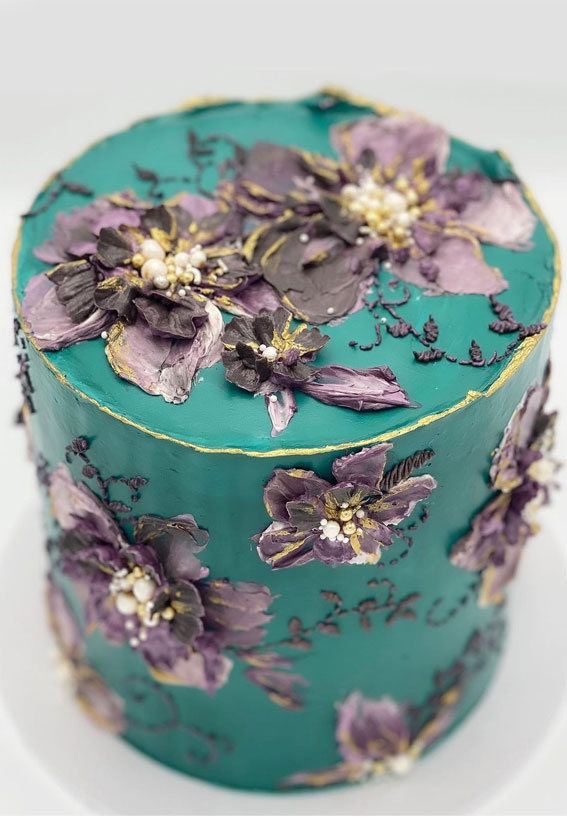 Pretty Cake Ideas For Every Celebration : Green and muted purple cake