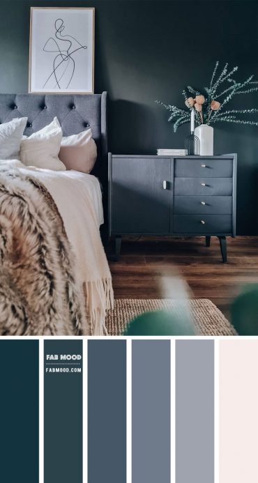 Charcoal and Blue Grey Bedroom Color Scheme | Bedroom Color Palette