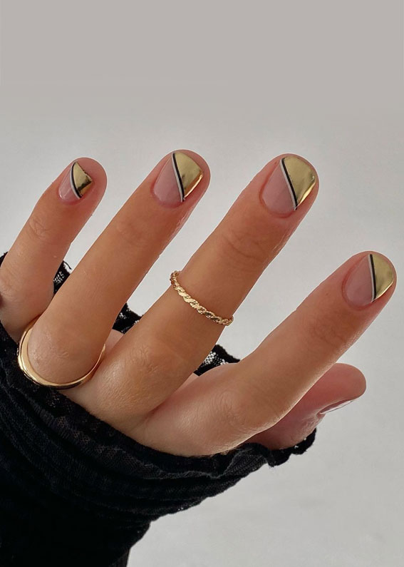 Cute Spring Nails That Will Never Go Out Of Style : Half Gold nails