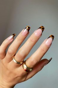 40+ Stylish Ways to Rock Spring Nails : Tortoise shell tips & dots