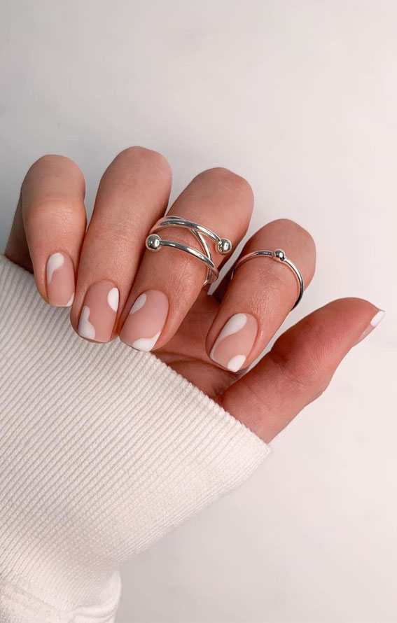 40+ Stylish Ways To Rock Spring Nails : Pretty abstract nude nails