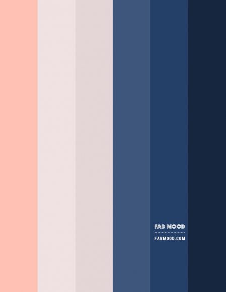 Light Grey and Navy Blue Living Room with a Touch of Peach | Fab Mood