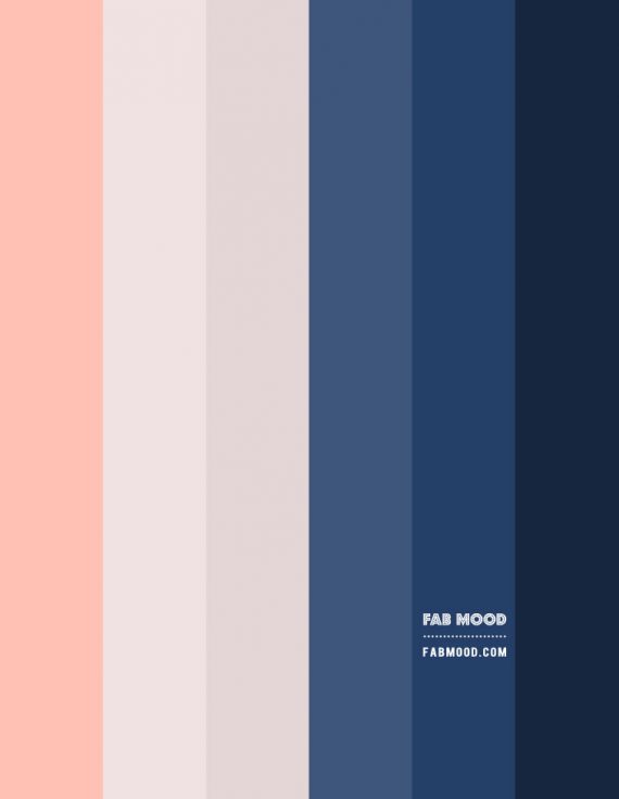 Light Grey and Navy Blue Living Room with a Touch of Peach | Fab Mood