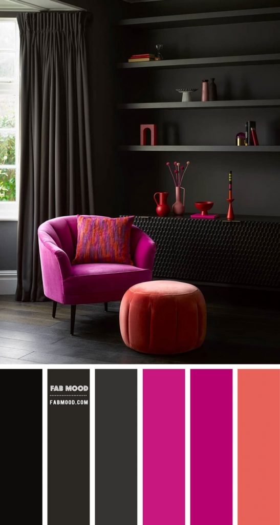 Black and Magenta Colour Scheme { Moody Living Room } Fab Mood