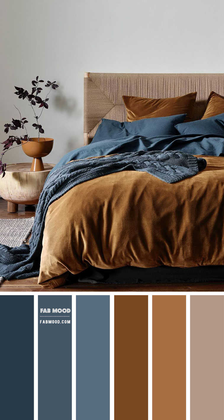 Brown And Dark Blue Bedroom Dark Blue And Tobacco Colour Scheme