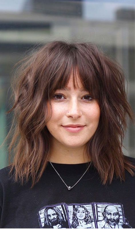 Cute Haircuts And Hairstyles With Bangs : Edgy and modern lob haircut