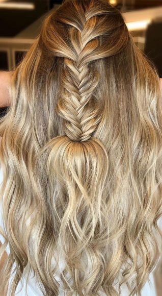 Half Up Hairstyles That Are Pretty For 2021 : fishtail braid & half up ...