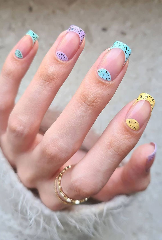 Cute Spring Nails That Will Never Go Out Of Style : Speckled Half Moon & French Tips