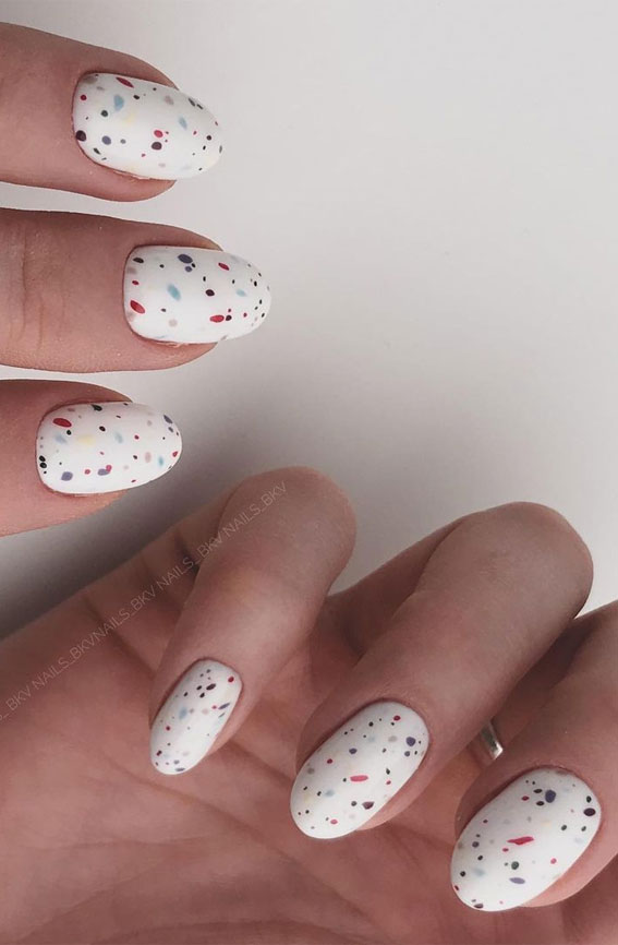 Cute Spring Nails That Will Never Go Out Of Style : Terrazzo Inspired Nail Art Design