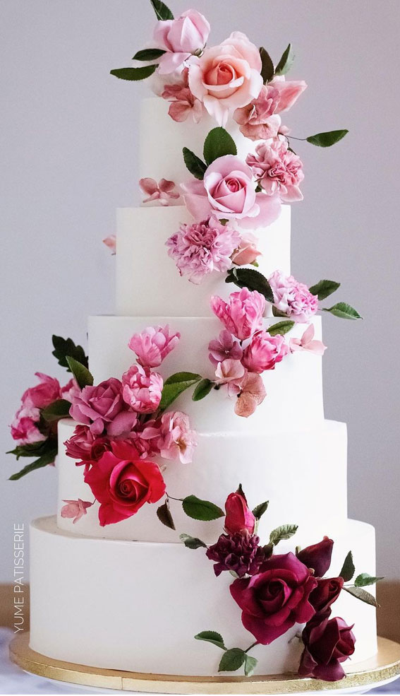 41 Best Wedding Cake Styles For Your Big Day : Wedding Cake with Varieties sugar flowers