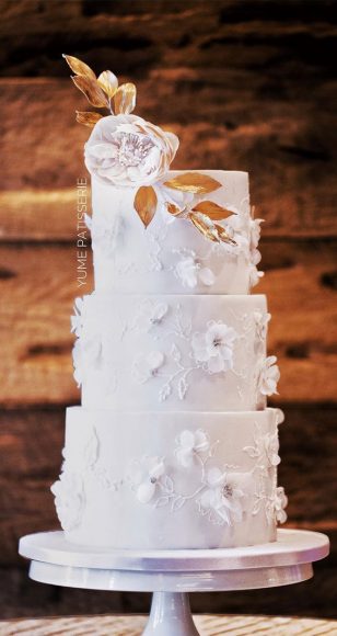 41 Best Wedding Cake Styles For Your Big Day : White and gold themed ...