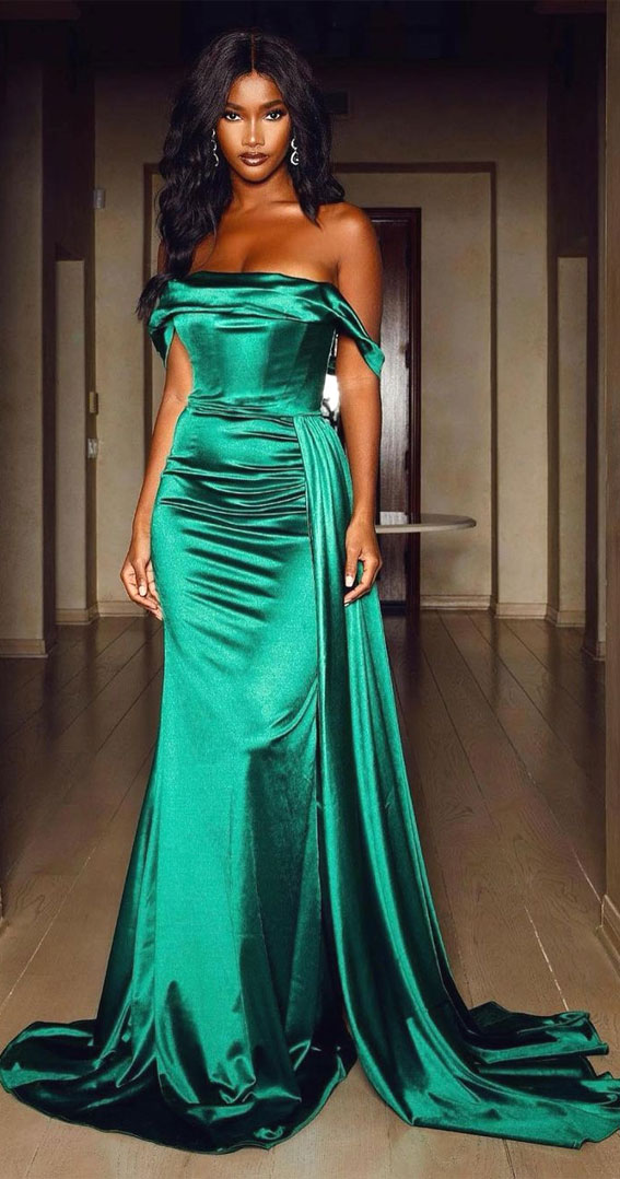 Emerald Green Satin Flowy Formal Dress ubicaciondepersonas.cdmx.gob.mx