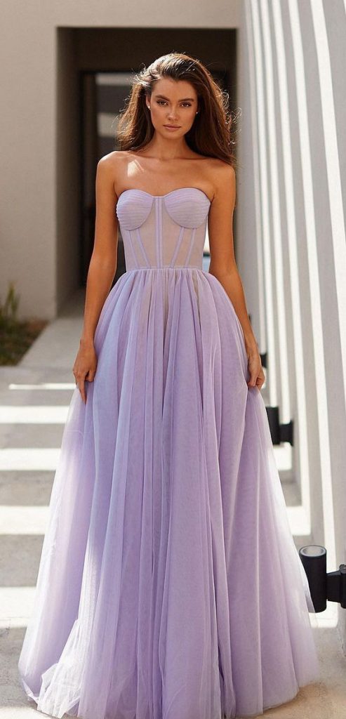 32 Hottest Prom Dress Ideas Thatll Make You Swoon Lilac Corset Strapless Gown 2131