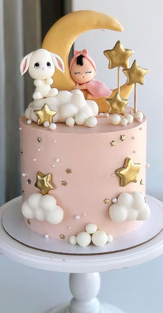 Pink gold baby shower hot sale cake