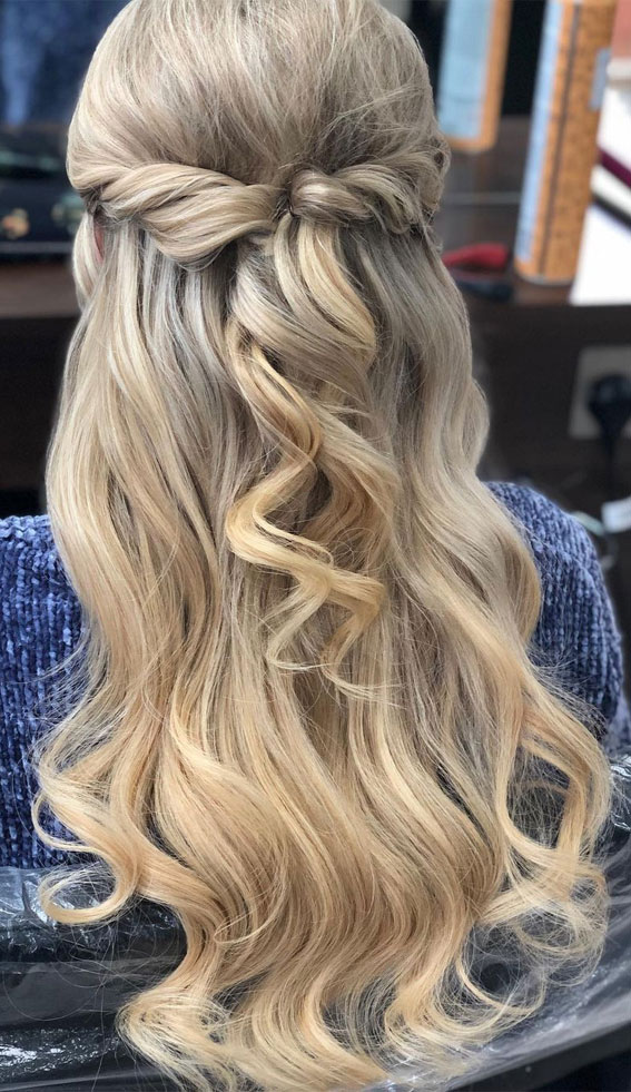 Trendy Half Up Half Down Hairstyles Twisted Half Updo With Waves