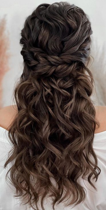 Trendy Half Up Half Down Hairstyles : Crown Braided & Fishtail Half Up