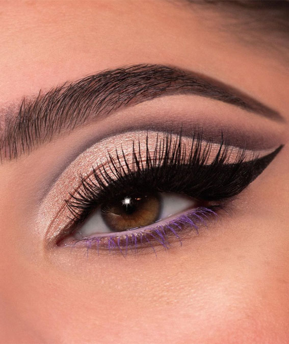 Best Eye Makeup Looks For 2021 : Nude and lilac eye makeup look