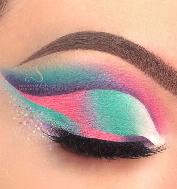 Best Eye Makeup Looks For 2021 :  Matte Cut Crease + Unicorn Colours and Glitter