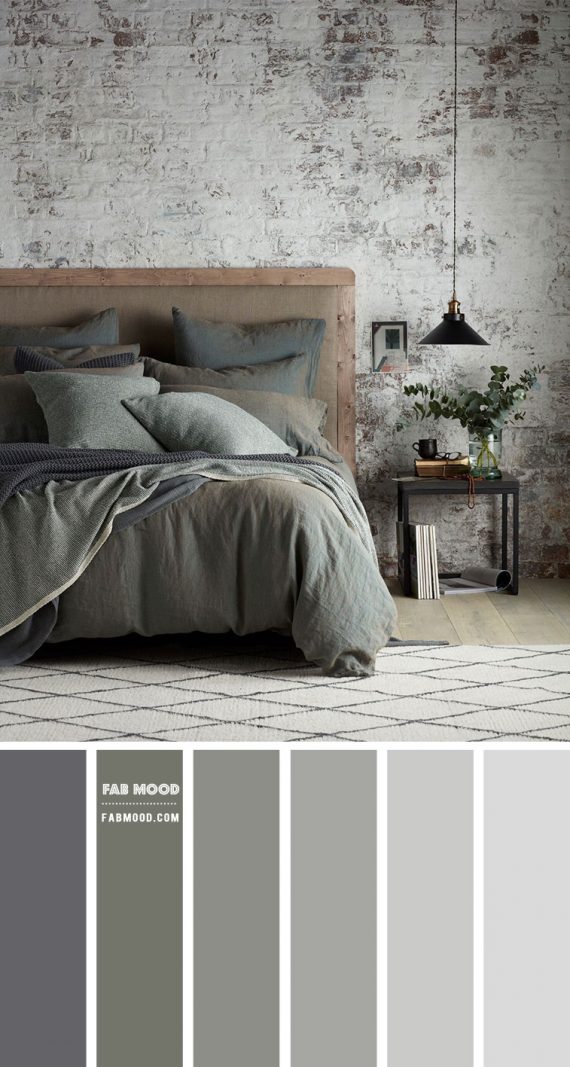 Grey and Muted Sage Green For Bedroom | Industrial Bedroom Decor