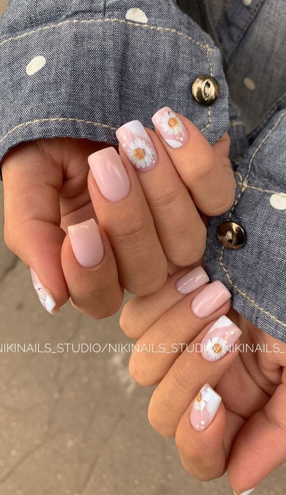 Cute Spring Nails That Will Never Go Out Of Style : Cute daisy spring nails design