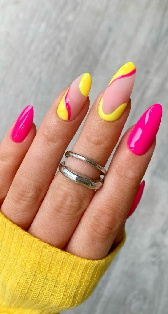 Summer Nail Designs You Ll Probably Want To Wear Hot Pink And Yellow Nails