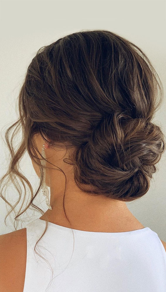 70 Latest Updo Hairstyles for Your Trendy Looks in 2021 : Stylish Soft & romantic bridal low bun