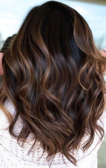 63 Charming hair colour ideas & hairstyles : Lighter gloss on dark hair