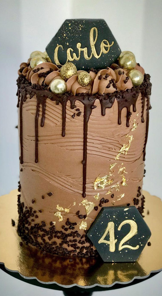 Pretty Cake Decorating Designs We’ve Bookmarked : Chocolate cake for 42nd birthday