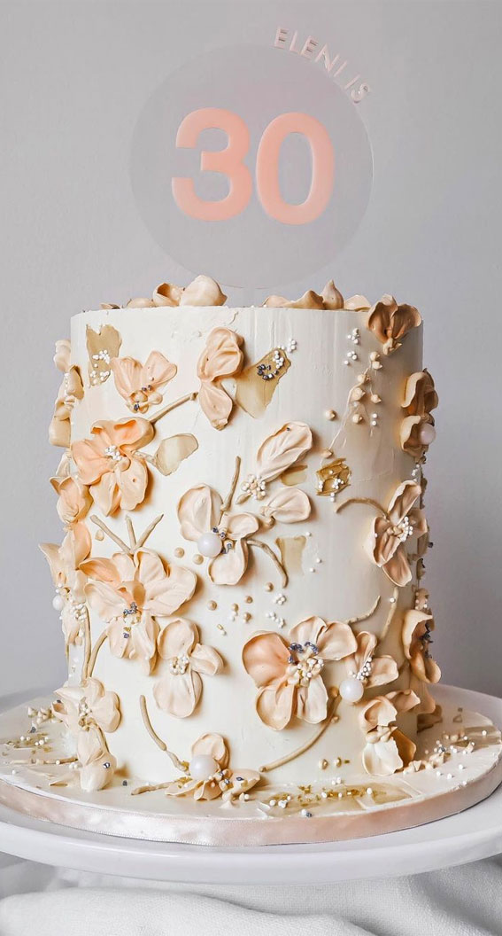 Pretty Cake Decorating Designs We’ve Bookmarked : Peachy cake for 30th birthday
