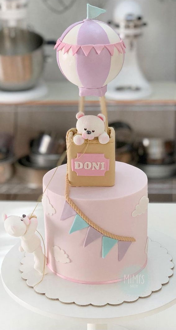 Cute Hot Air Balloon Cake Designs : Hot Air Balloon Pink Cake