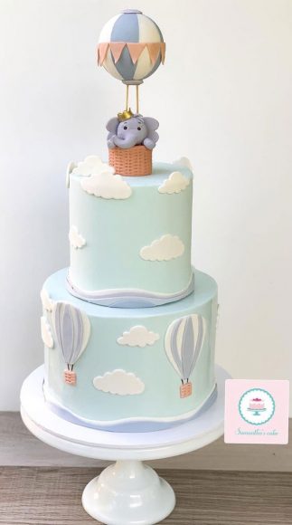 Cute Hot Air Balloon Cake Designs : Two Tier Hot Air Balloon Cake