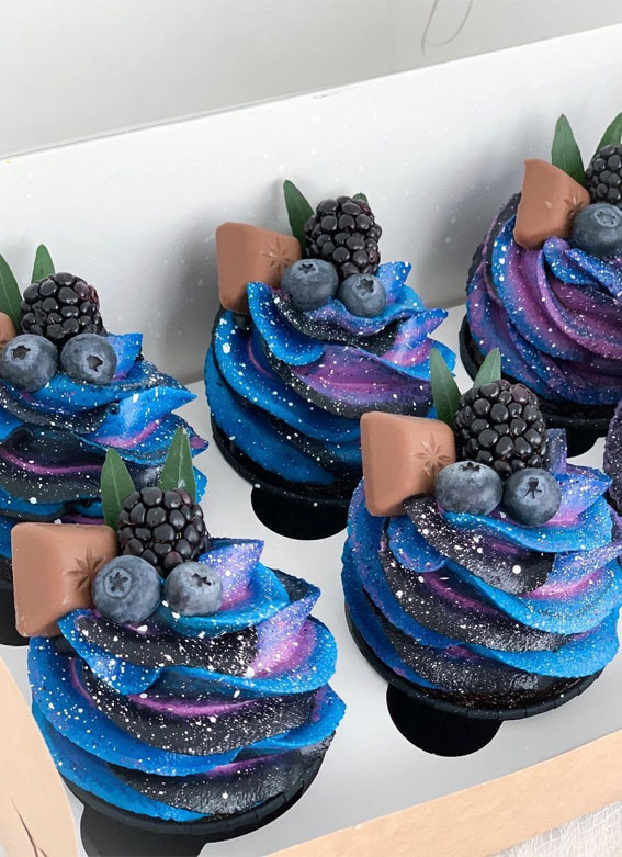 Sweet Treat Cupcake Ideas For Any Celebration : Cosmo cupcakes topped with blackberries & blueberries