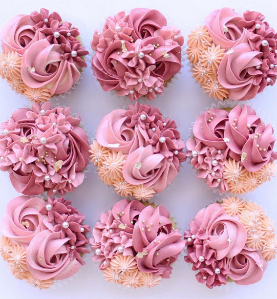 Sweet Treat Cupcake Ideas For Any Celebration : Burgundy and Peachy Hues