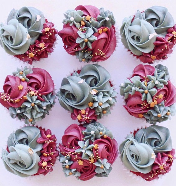 Sweet Treat Cupcake Ideas For Any Celebration : Blue Grey and Berry Cupcakes